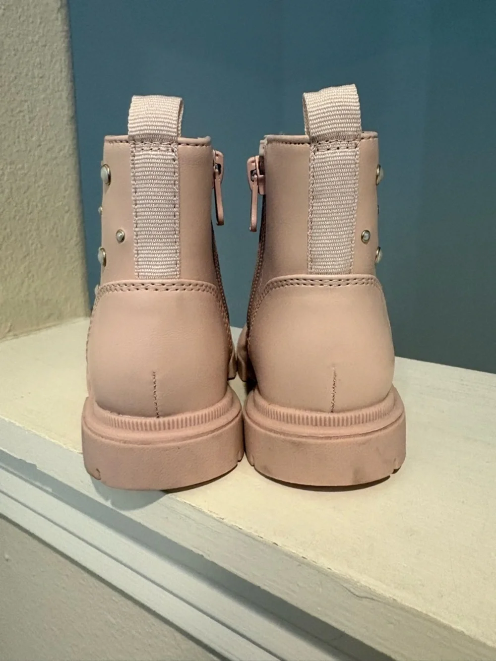 Cat And Jack Lace Up/Zip Pink Blush Amaya Combat Boot Toddler Sz 8